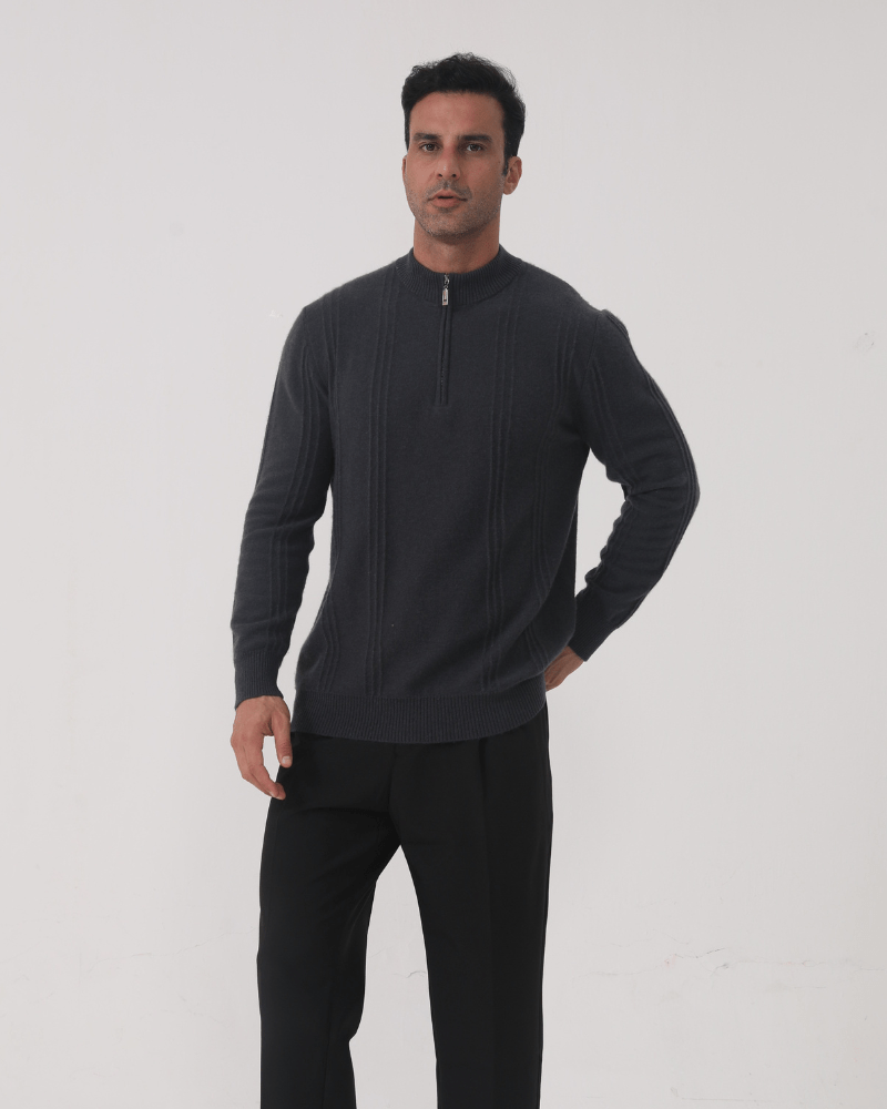 100% Cashmere Ribbed Half Zip – photo 2