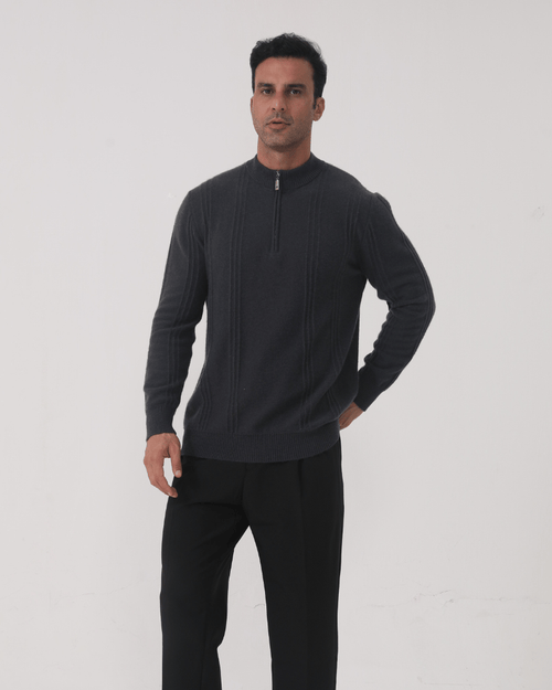 100% Cashmere Ribbed Half Zip – photo 2