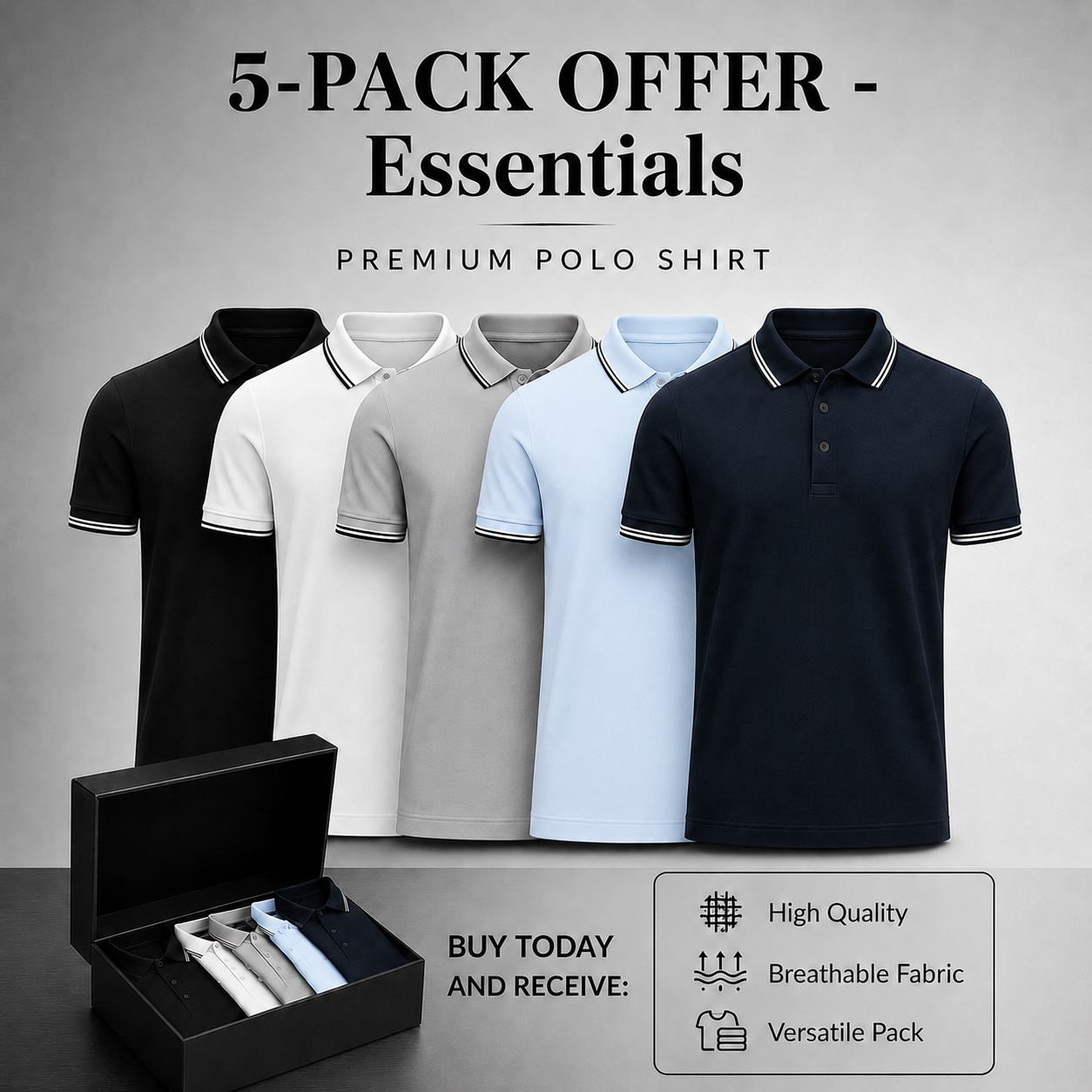 5-Pack Classic Polo Shirts | Elmont