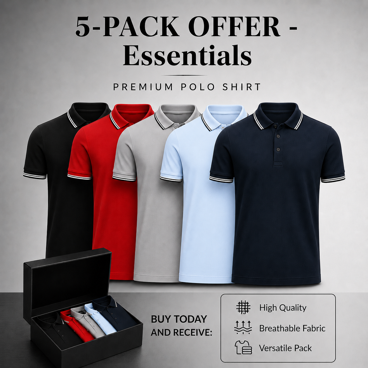 5-Pack Classic Polo Shirts – photo 2