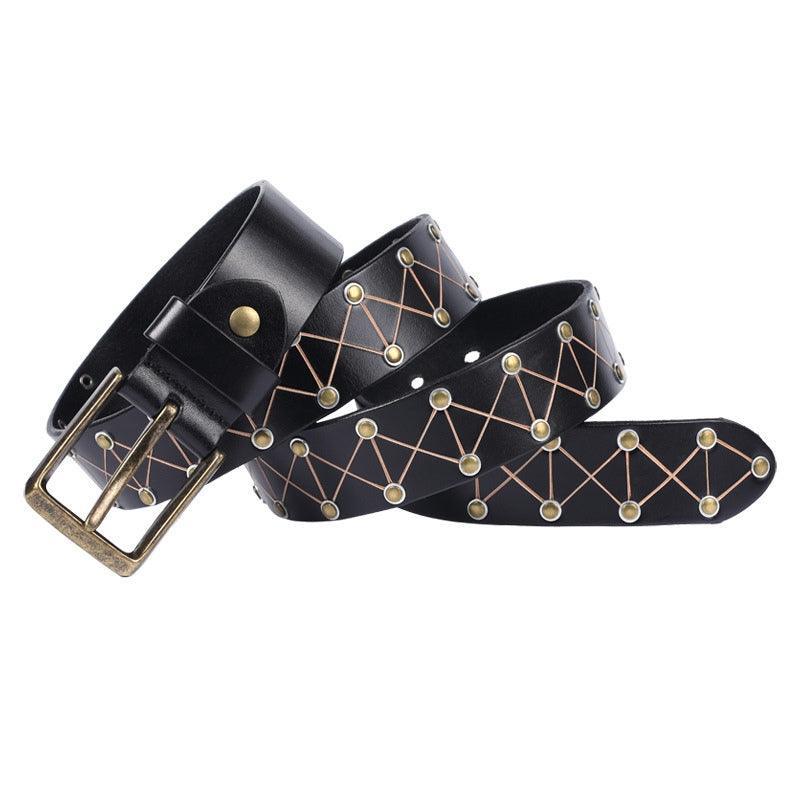 Artisan-Crafted Textured Rivet Belt For Men, Jora Model | Elmont