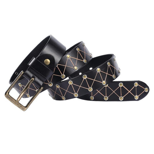 Artisan-Crafted Textured Rivet Belt For Men, Jora Model | Elmont