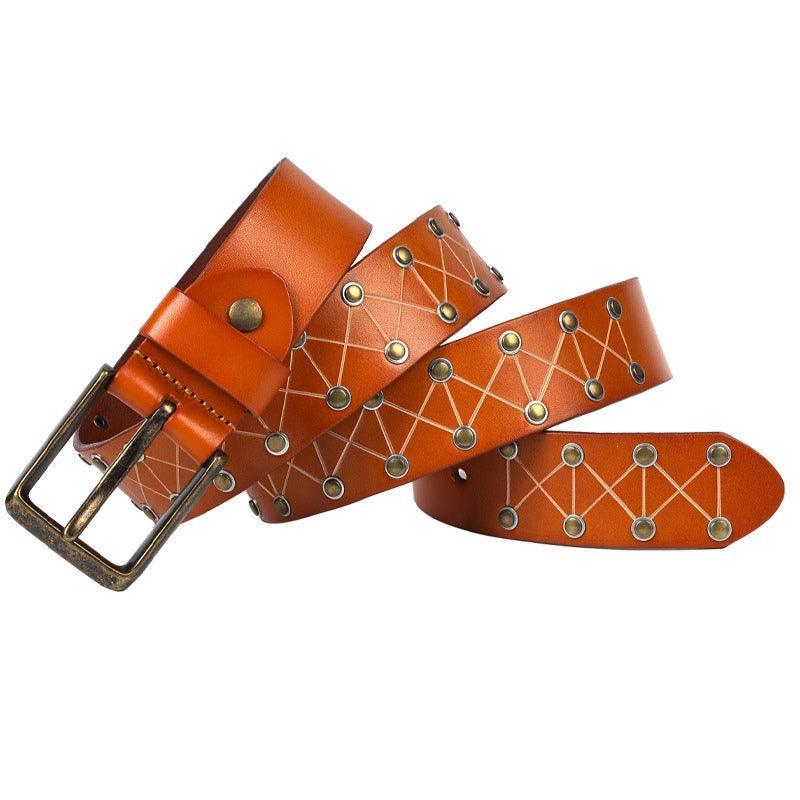 Artisan-Crafted Textured Rivet Belt For Men, Jora Model – photo 3