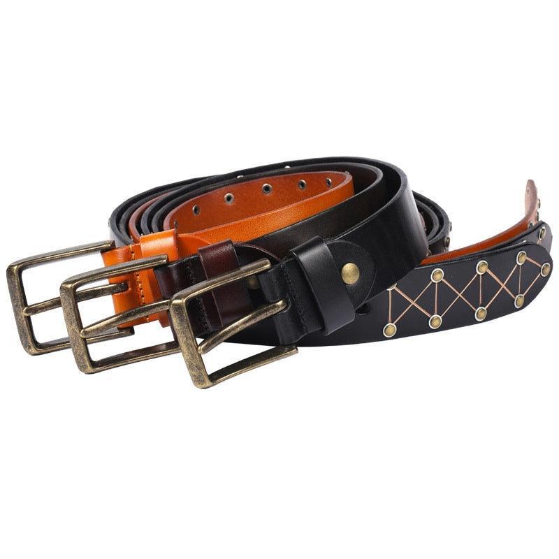 Artisan-Crafted Textured Rivet Belt For Men, Jora Model – photo 5