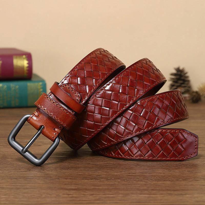 Casual Braided Leather Belt, Anatol Model For Men – photo 2