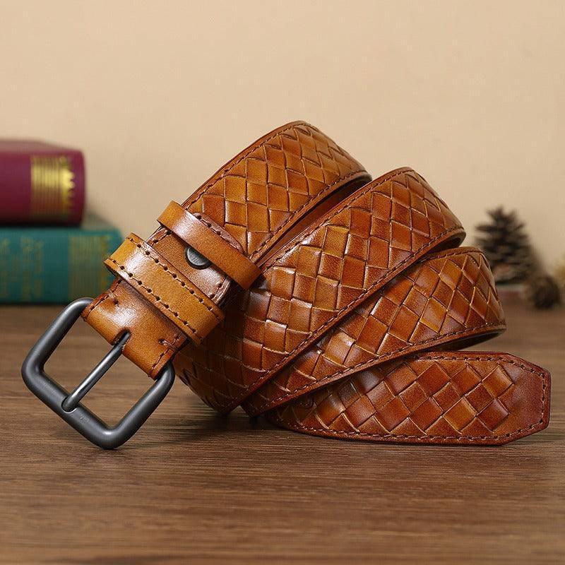 Casual Braided Leather Belt, Anatol Model For Men – photo 3