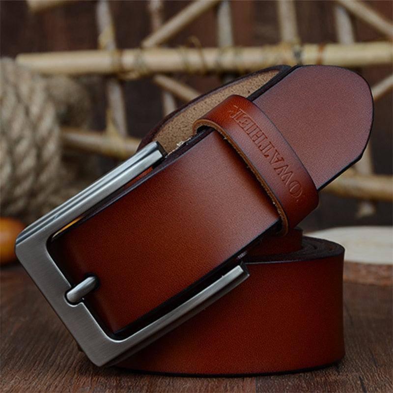 Elegant Men's Casual Leather Belt, Modern Goga Model – photo 3