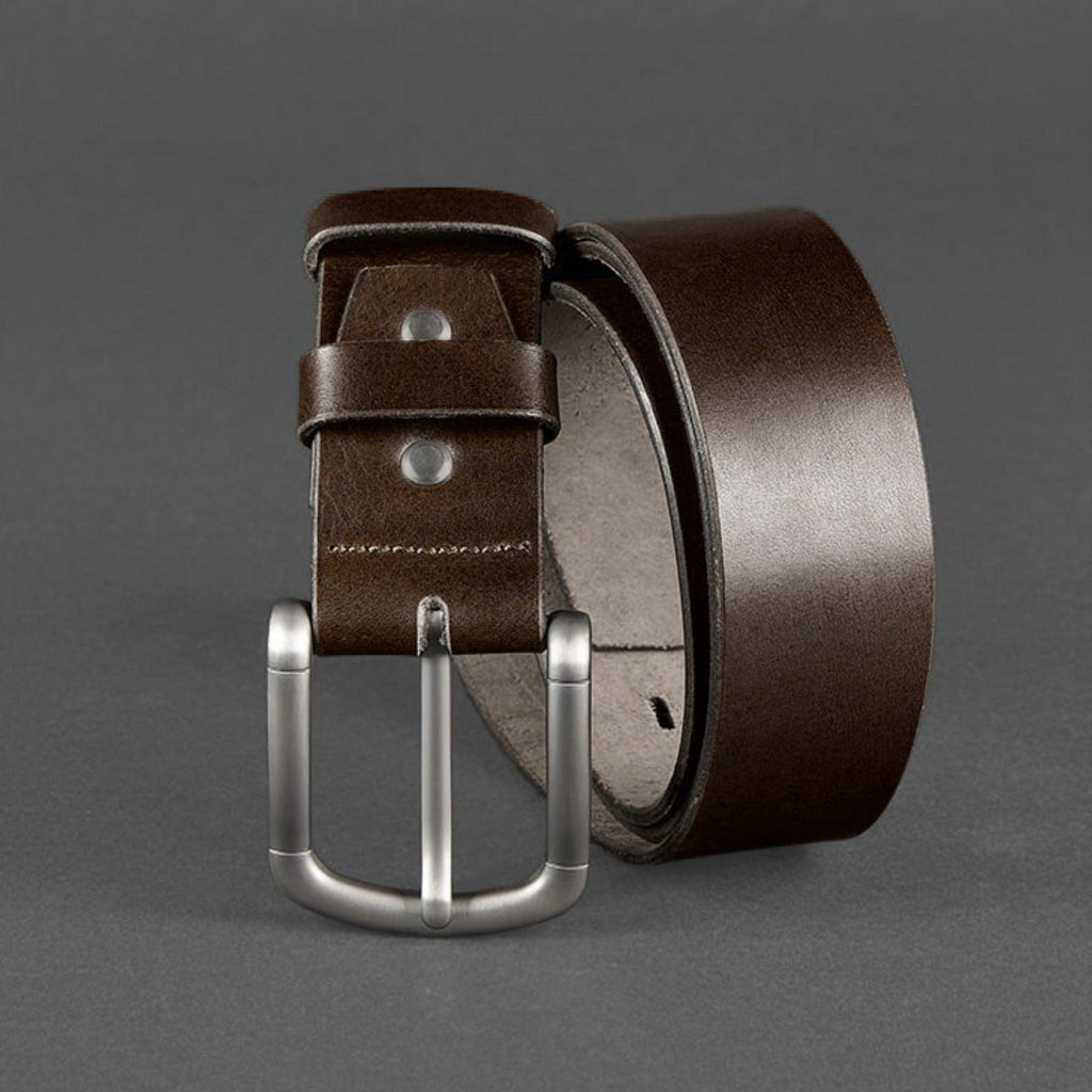 Handmade Brown Leather Men's Belt for Jeans High Quality – photo 2