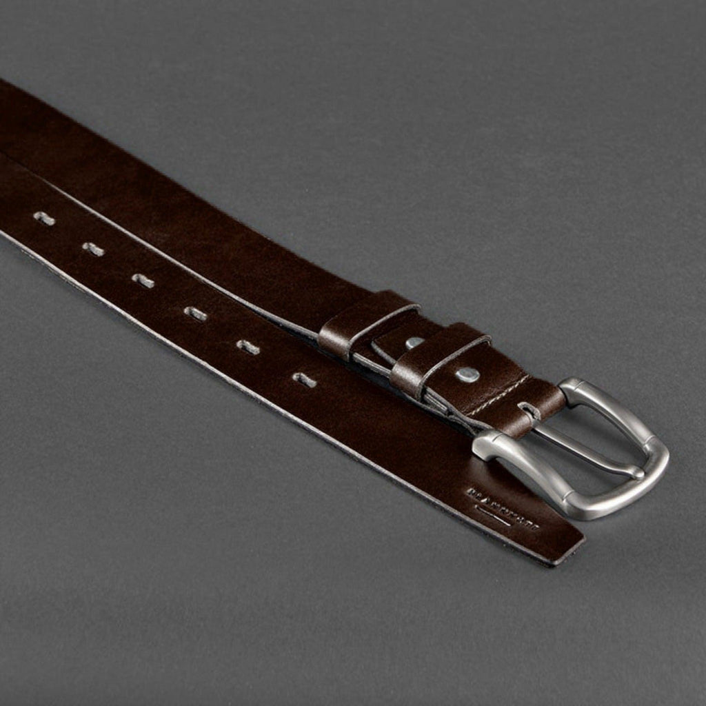 Handmade Brown Leather Men's Belt for Jeans High Quality – photo 4