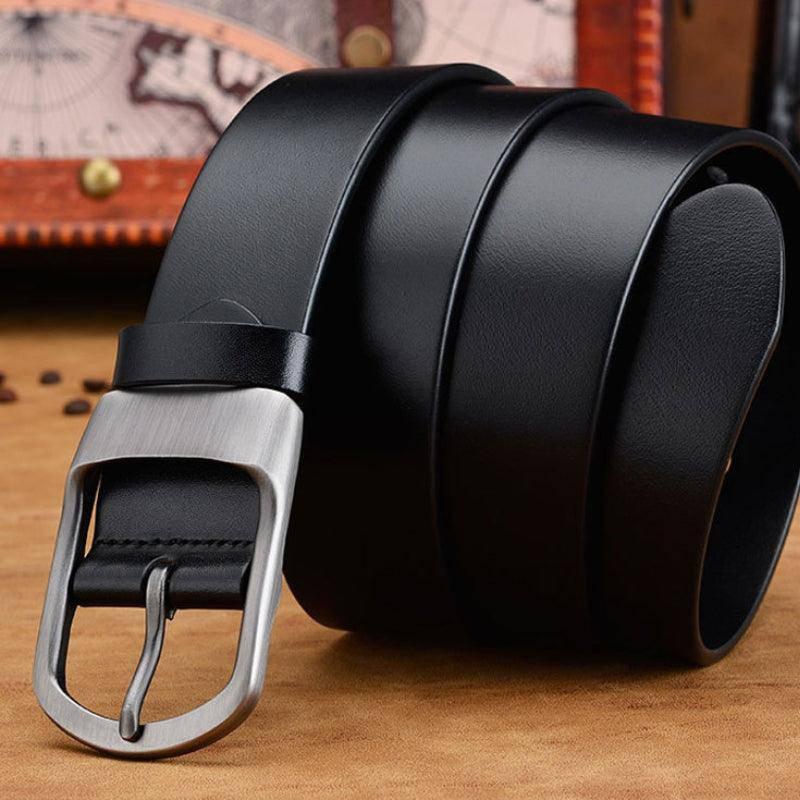 Leather Belt For Men, Matte Buckle, Vintage Revival | Elmont