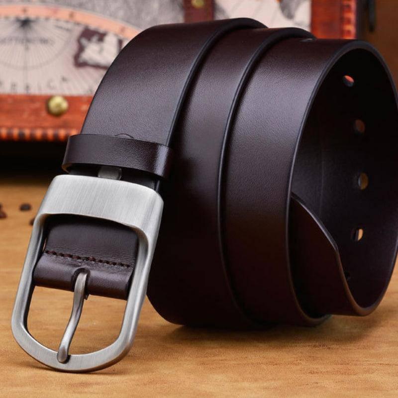 Leather Belt For Men, Matte Buckle, Vintage Revival – photo 2
