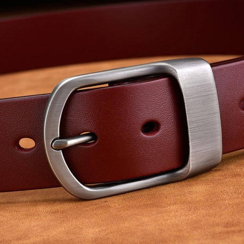 Leather Belt For Men, Matte Buckle, Vintage Revival – photo 6