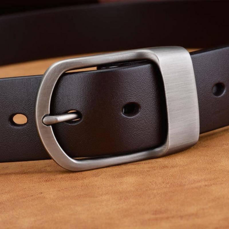 Leather Belt For Men, Matte Buckle, Vintage Revival – photo 7