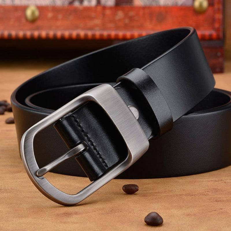Leather Belt For Men, Matte Buckle, Vintage Revival – photo 8