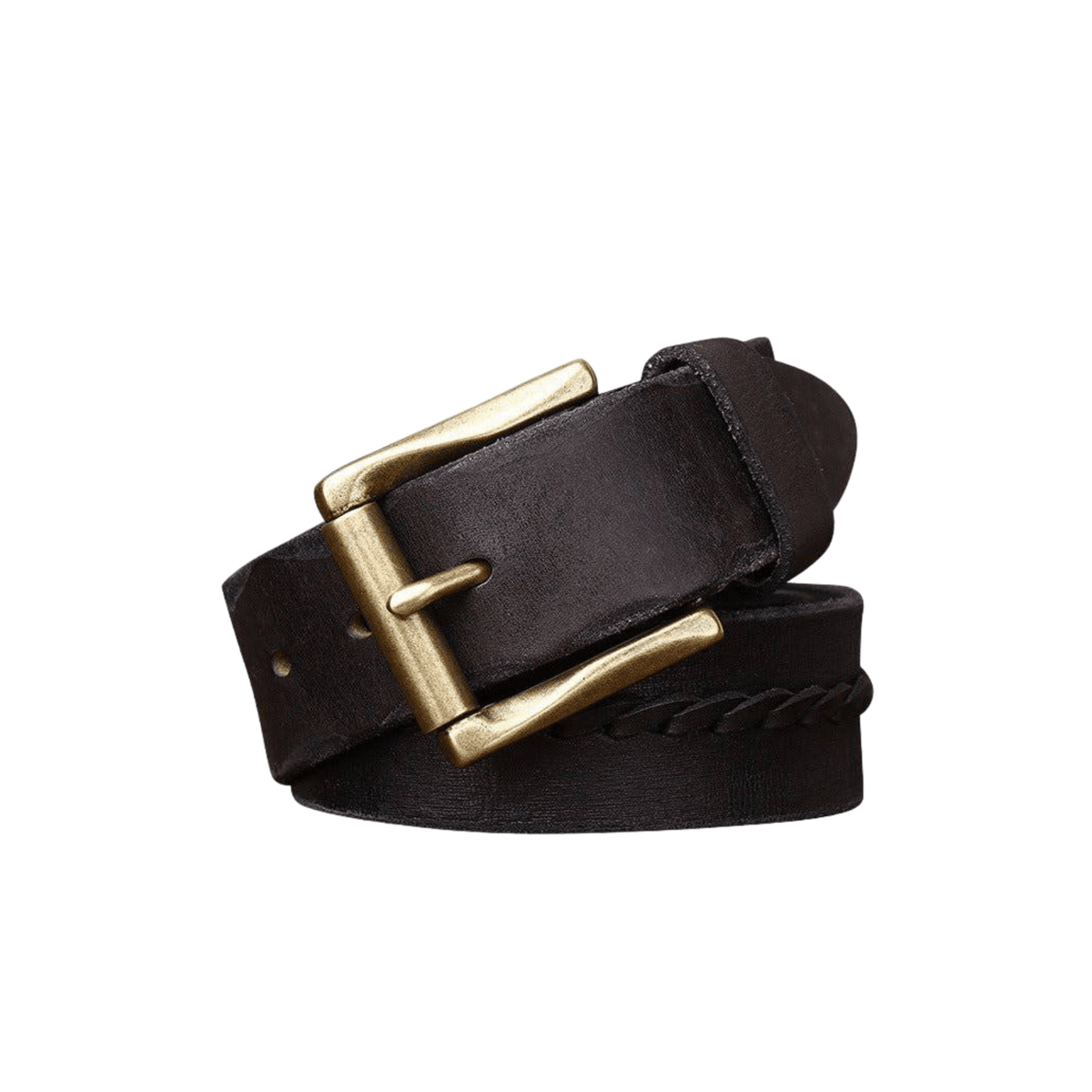 Leather Belt For Men, With Braided Central Strap, Raj Model – photo 5