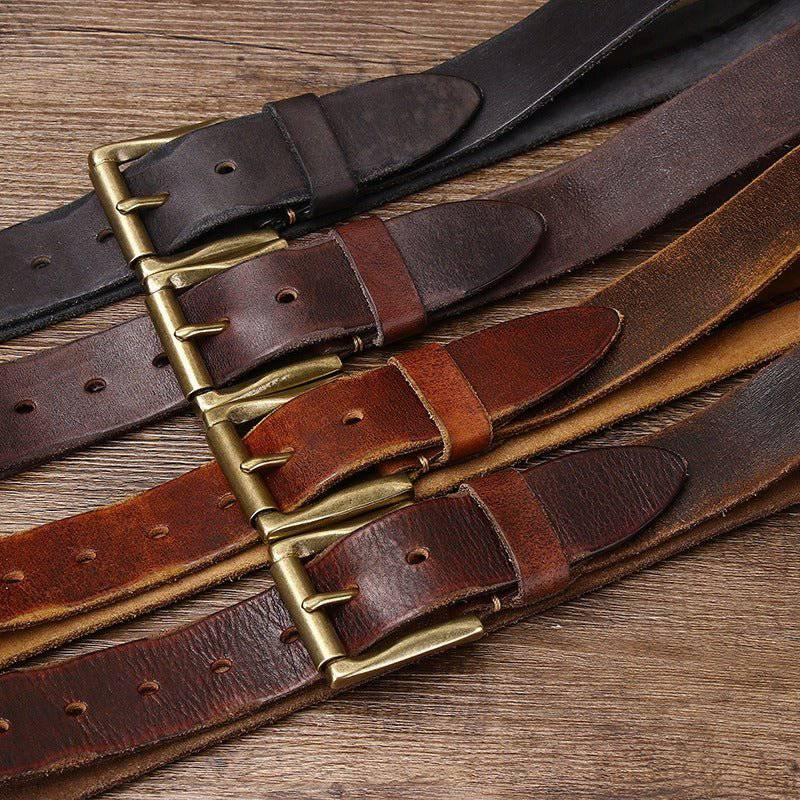 Leather Belt For Men, With Braided Central Strap, Raj Model – photo 6