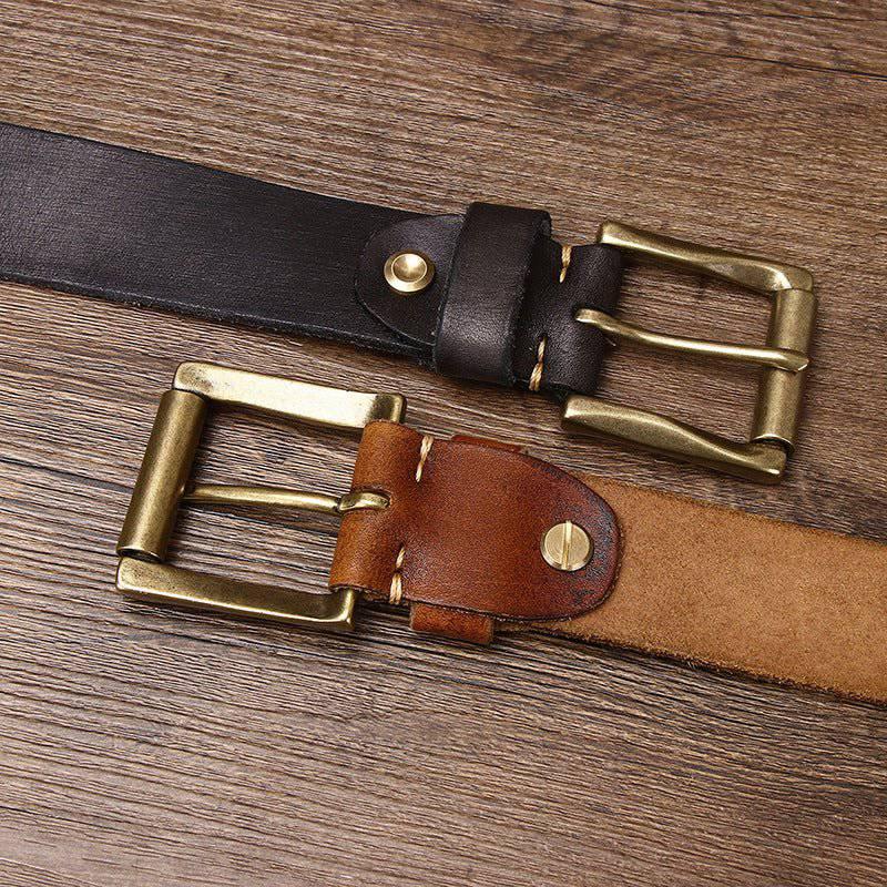 Leather Belt For Men, With Braided Central Strap, Raj Model – photo 7