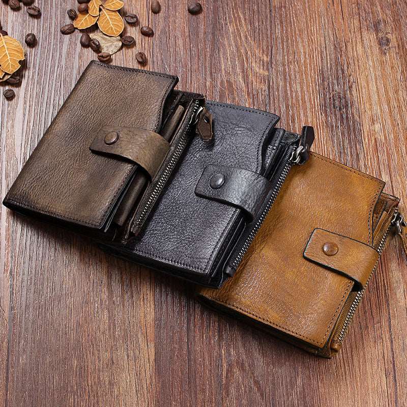 Men's Luxury Leather Retro Short Wallet | Elmont