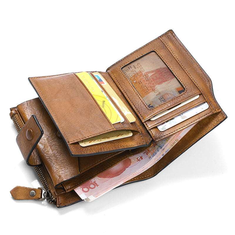 Men's Luxury Leather Retro Short Wallet – photo 2