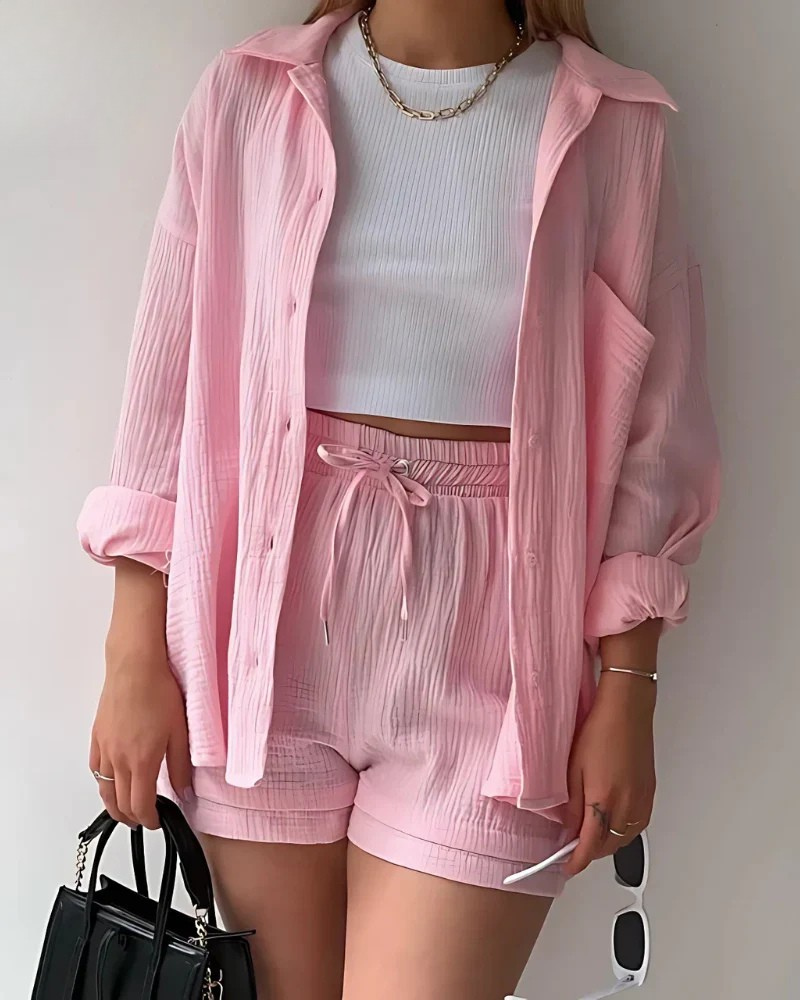 Riviera Crinkle Co-Ord Shirt & Shorts Set – photo 4