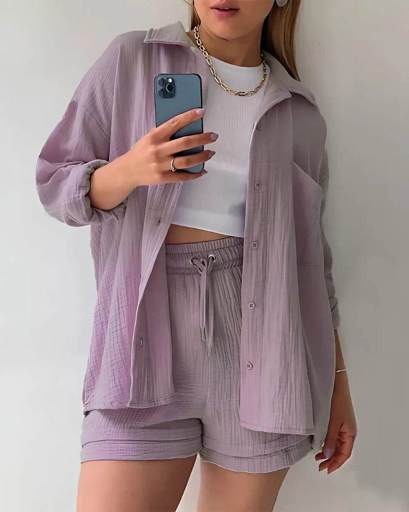 Riviera Crinkle Co-Ord Shirt & Shorts Set – photo 5