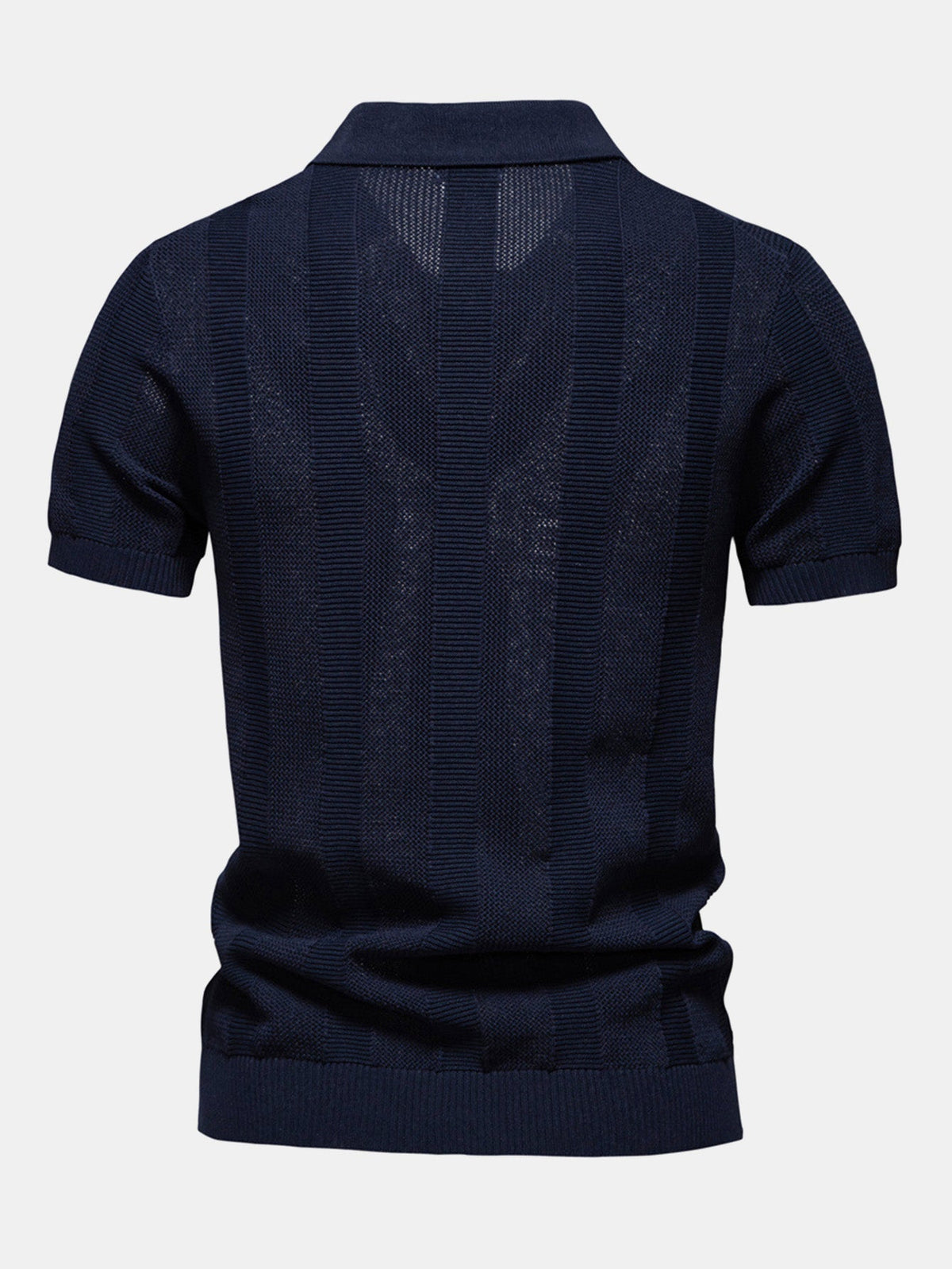 Striped Hollow Knit V-Neck Polo – photo 3