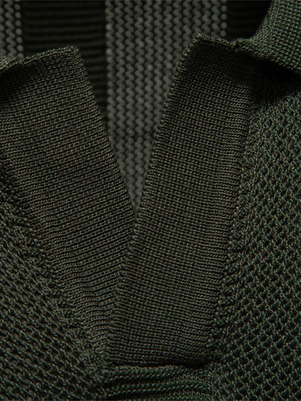 Striped Hollow Knit V-Neck Polo – photo 5