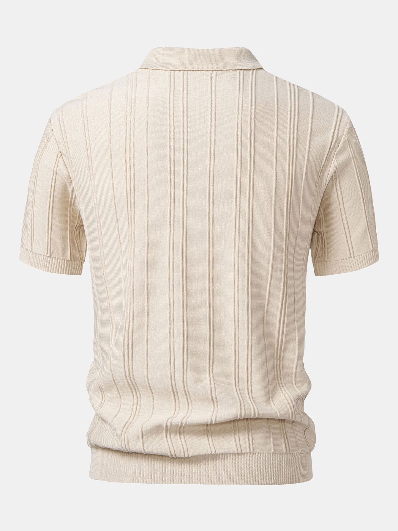Striped Jacquard Knit Polo Shirt with Zipper – photo 2