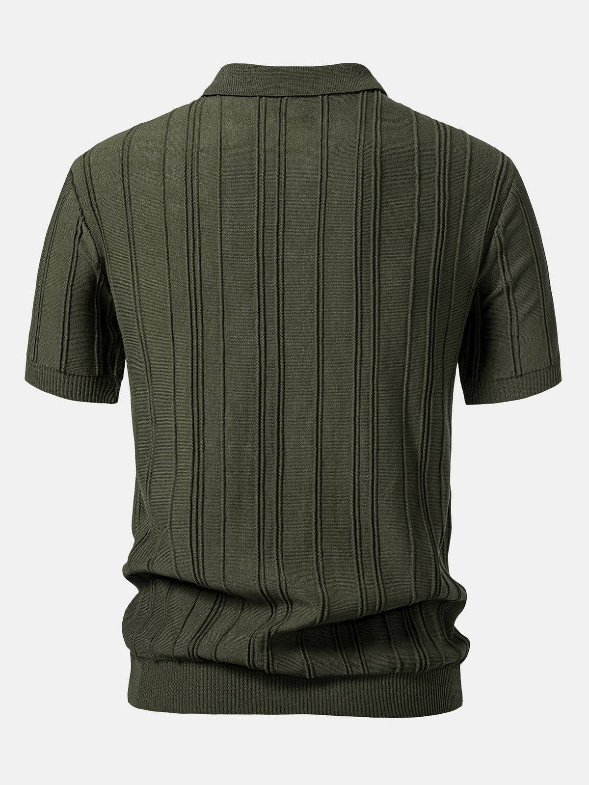 Striped Jacquard Knit Polo Shirt with Zipper – photo 4