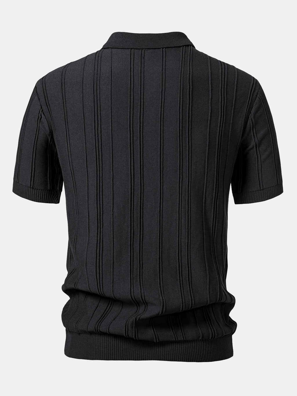Striped Jacquard Knit Polo Shirt with Zipper – photo 6