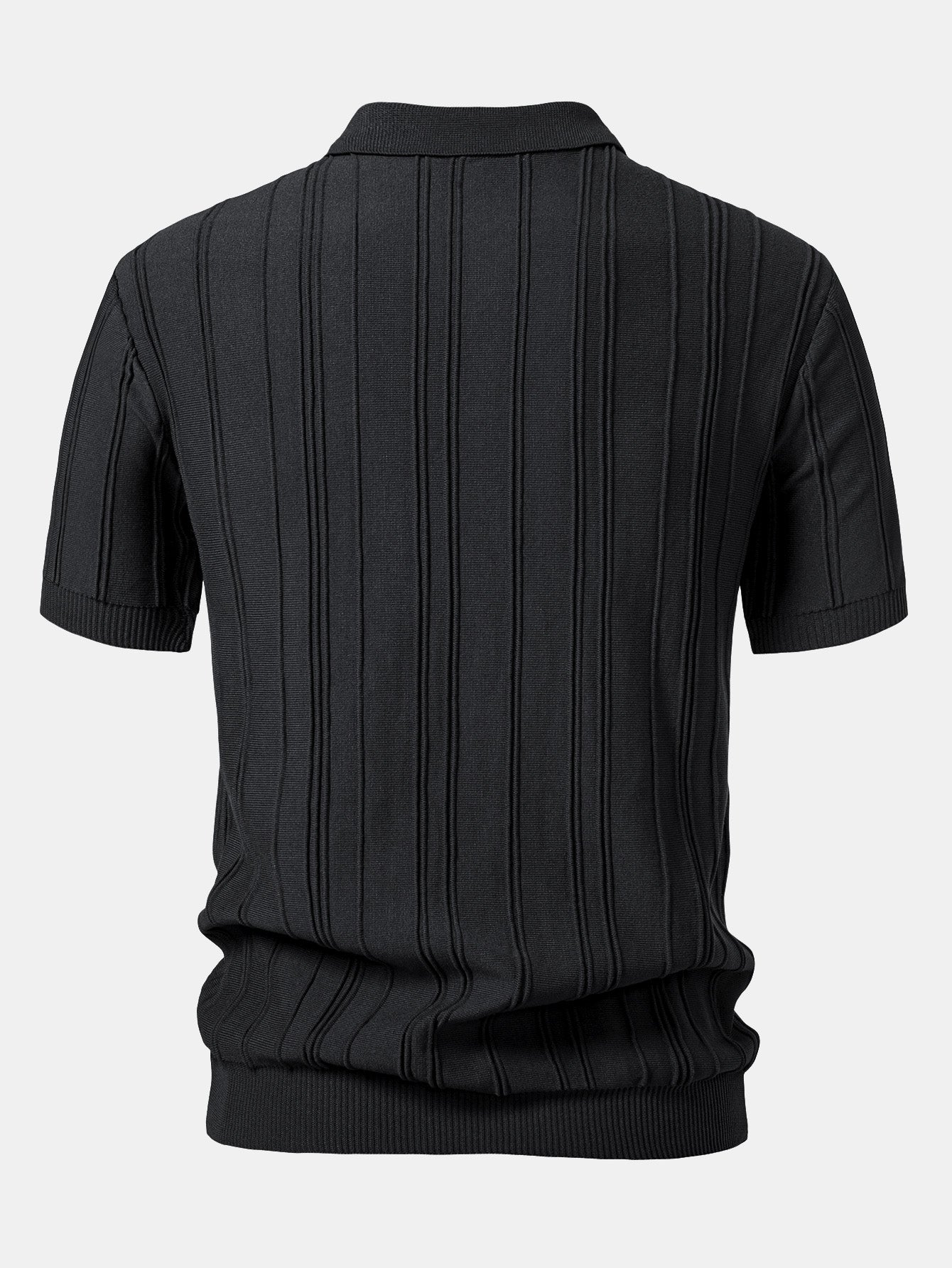 Striped Jacquard Knit Polo Shirt with Zipper – photo 6