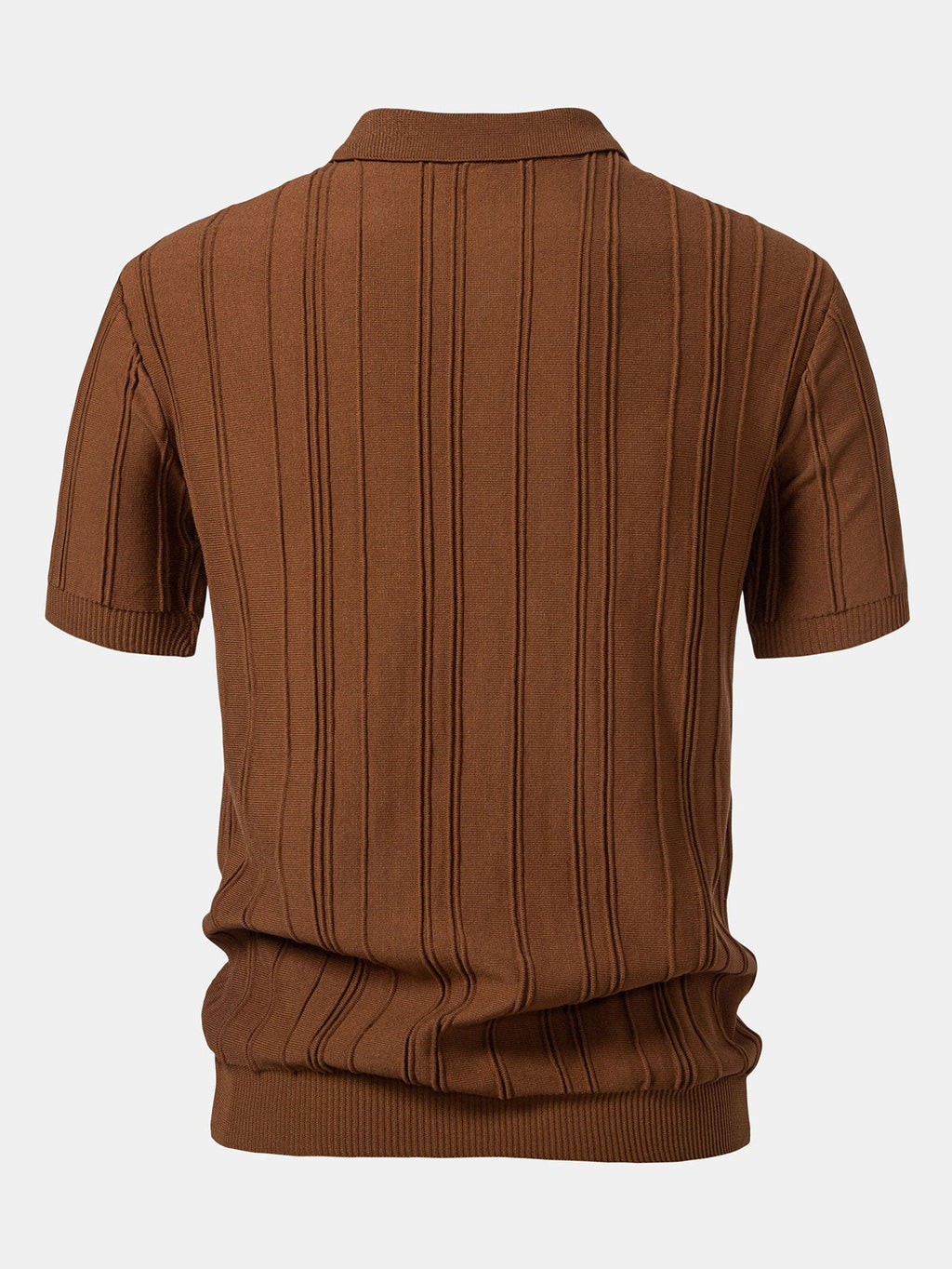 Striped Jacquard Knit Polo Shirt with Zipper – photo 8