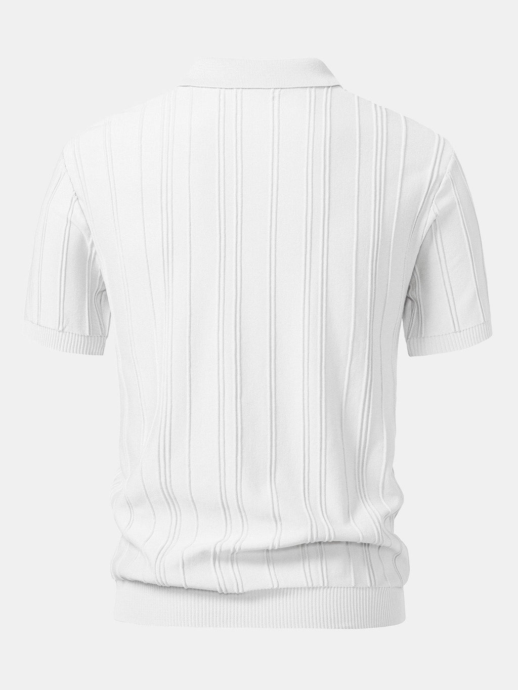 Striped Jacquard Knit Polo Shirt with Zipper – photo 10