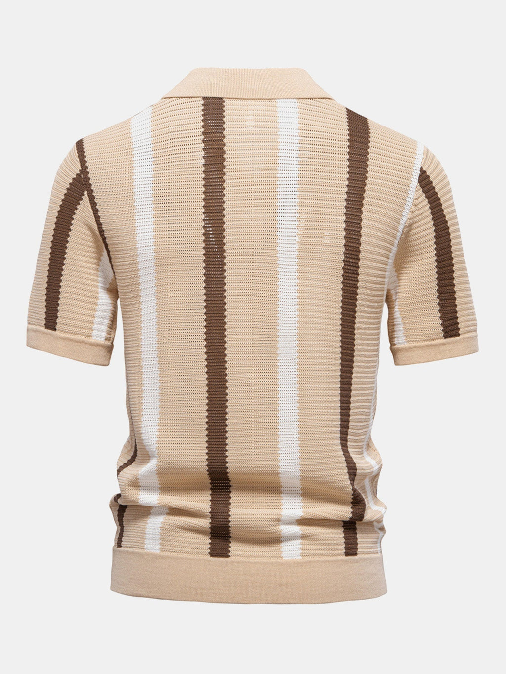 Striped V-Neck Knit Polo Shirt – photo 4