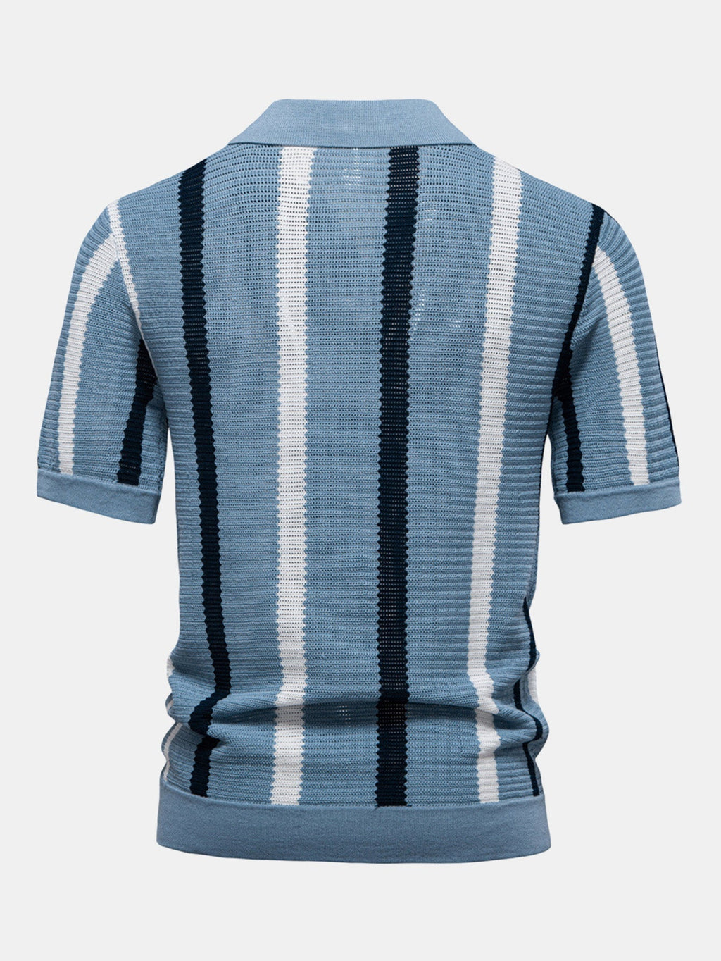 Striped V-Neck Knit Polo Shirt – photo 6