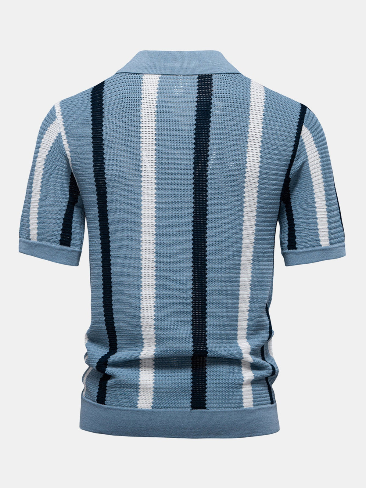 Striped V-Neck Knit Polo Shirt – photo 6