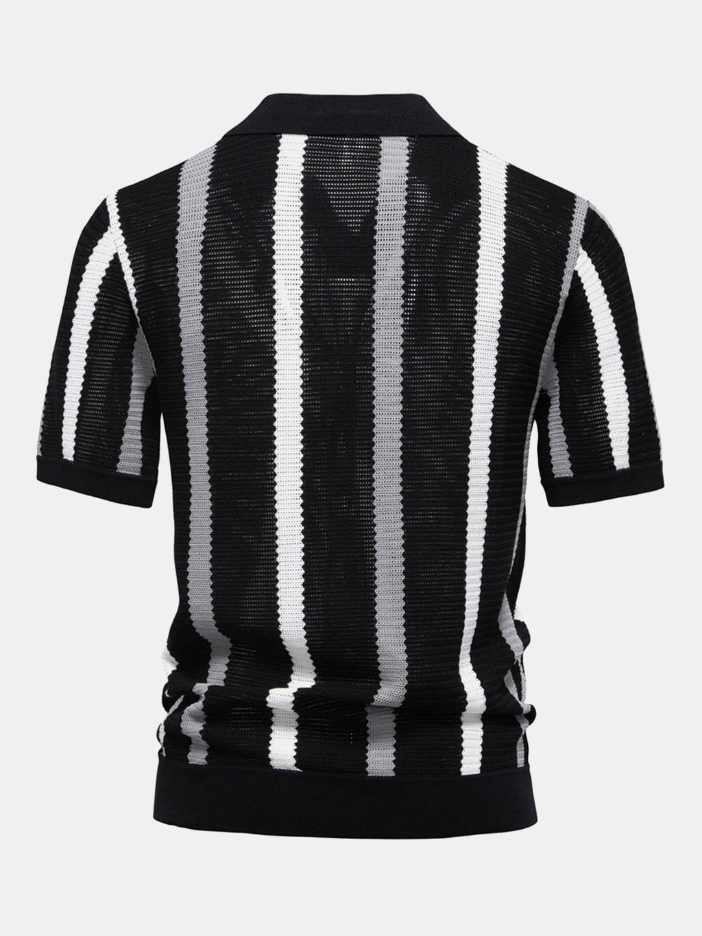 Striped V-Neck Knit Polo Shirt – photo 8