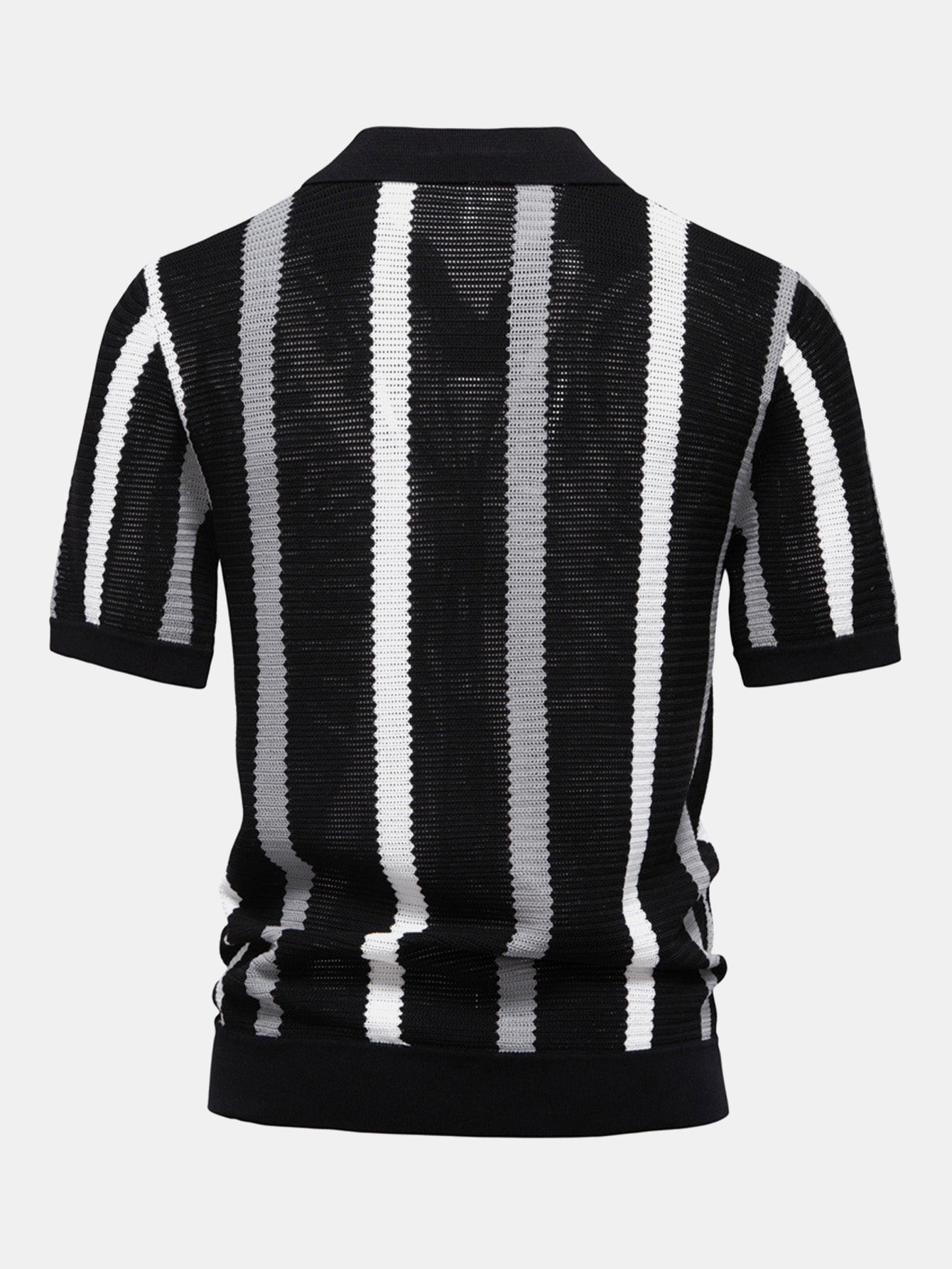 Striped V-Neck Knit Polo Shirt – photo 8