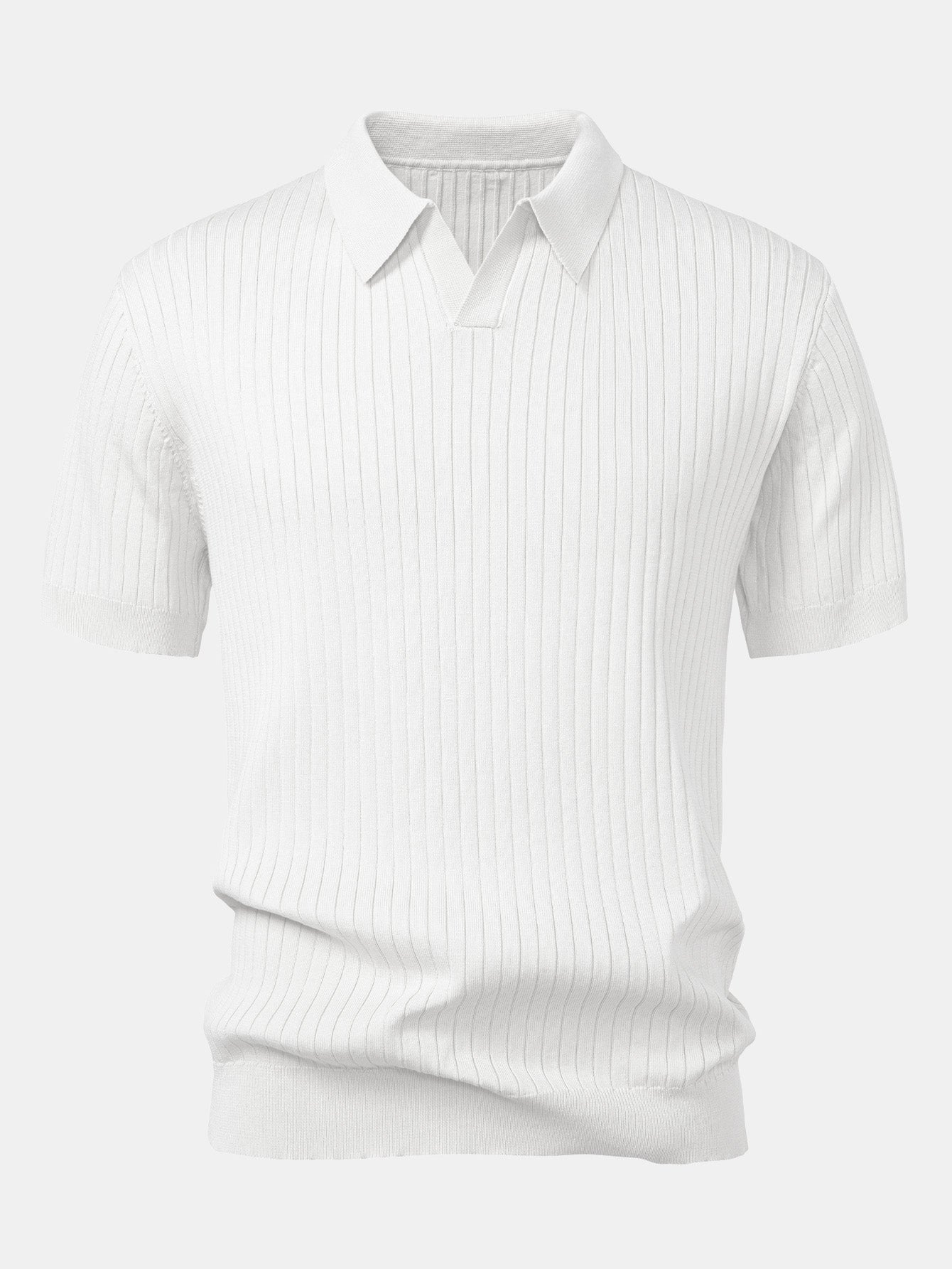 Striped V-Neck Knit Polo – photo 11