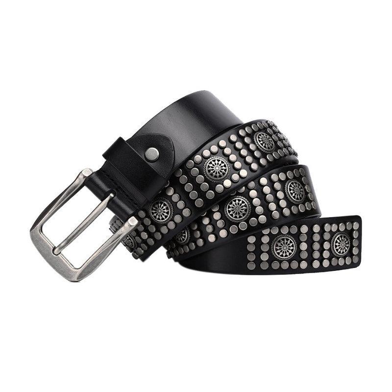 Studded Belt For Men, Silver Buckle, Makan Model | Elmont