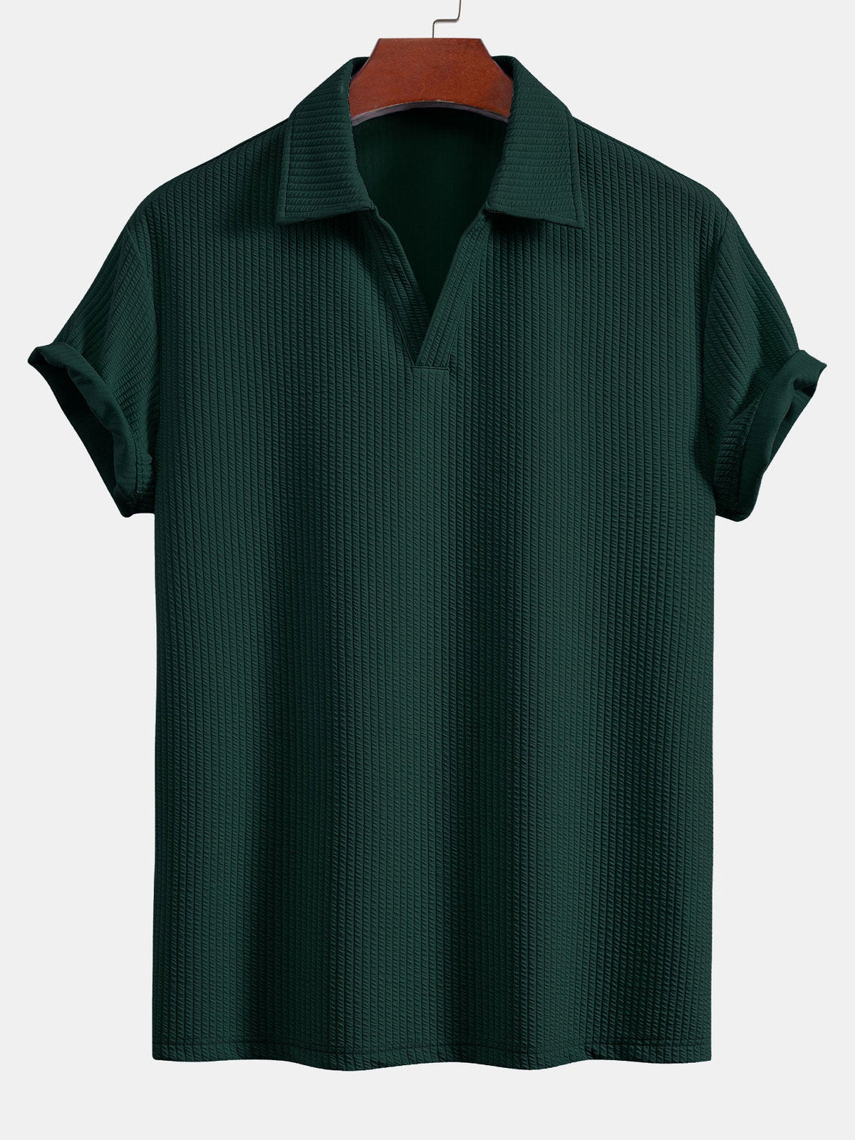 Textured V-Neck Polo & Shorts – photo 8