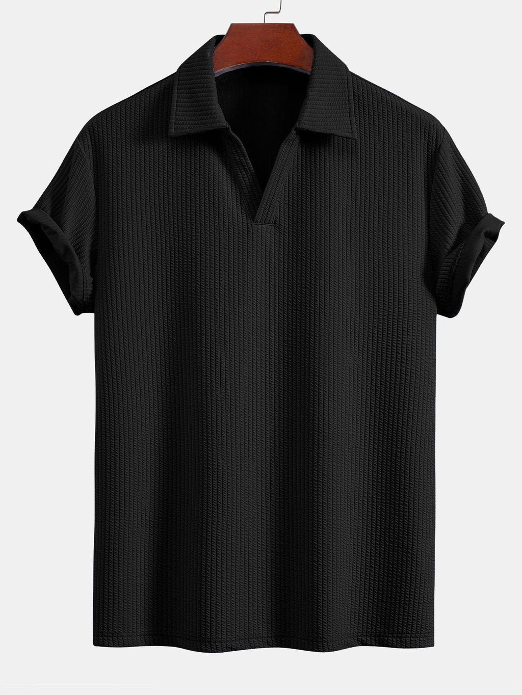 Textured V-Neck Polo & Shorts – photo 10