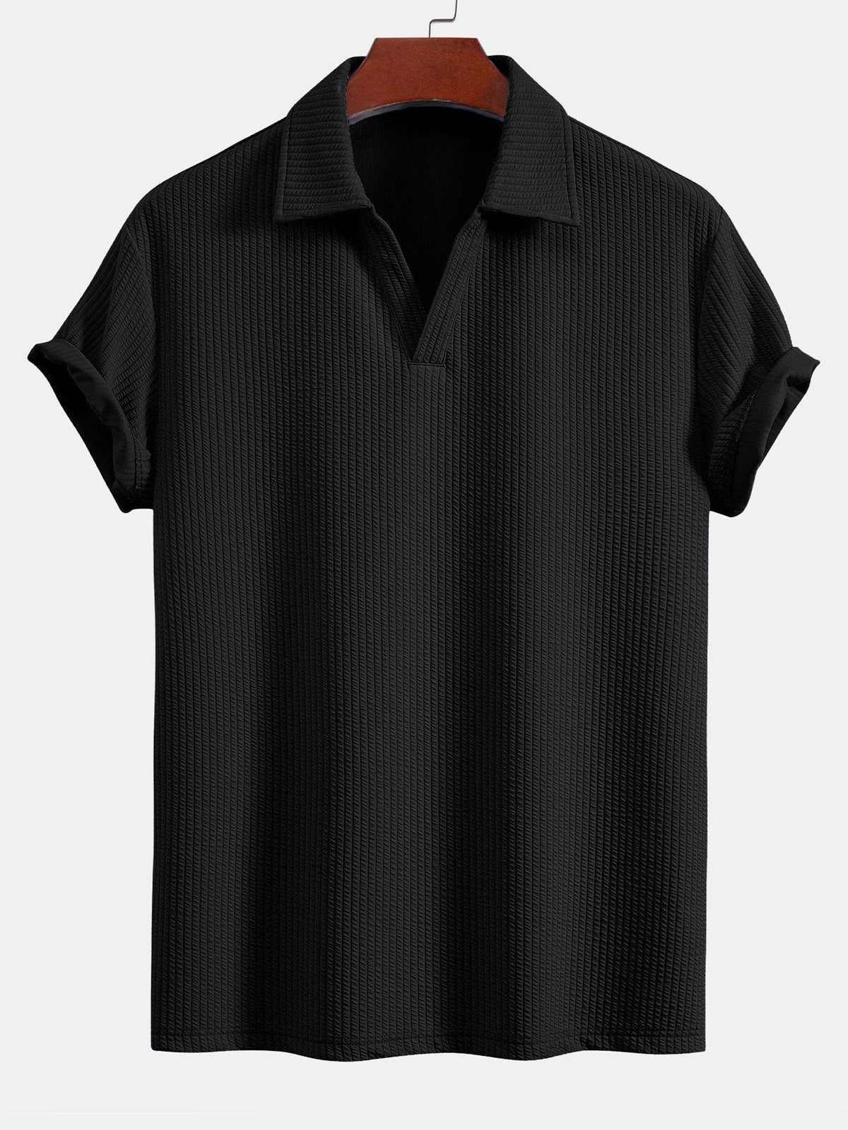 Textured V-Neck Polo & Shorts – photo 10