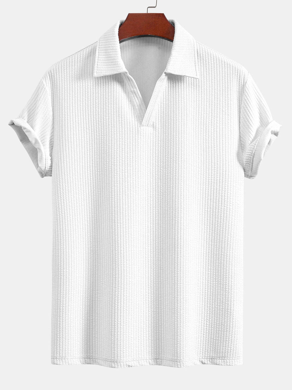 Textured V-Neck Polo & Shorts – photo 12