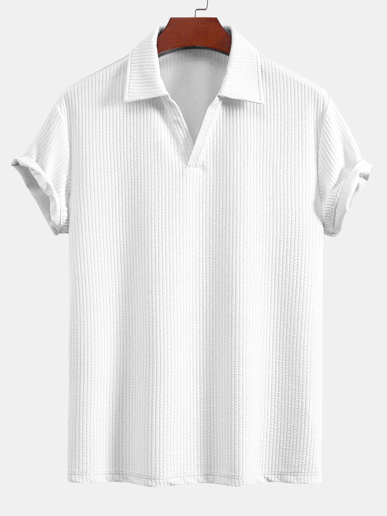 Textured V-Neck Polo & Shorts – photo 12