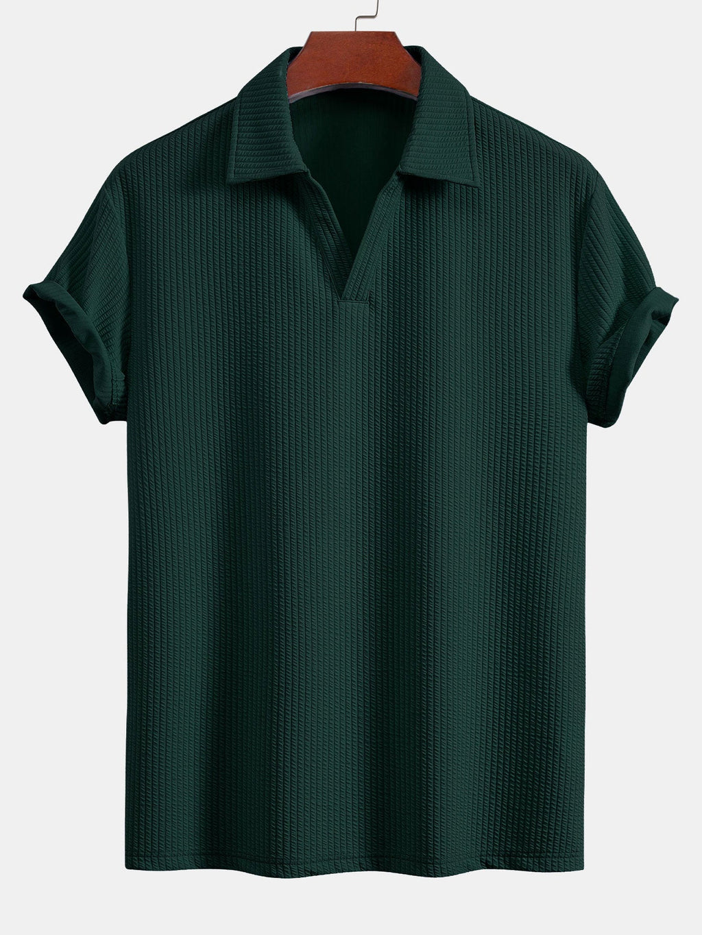 Textured V-Neck Polo & Trousers Set – photo 12