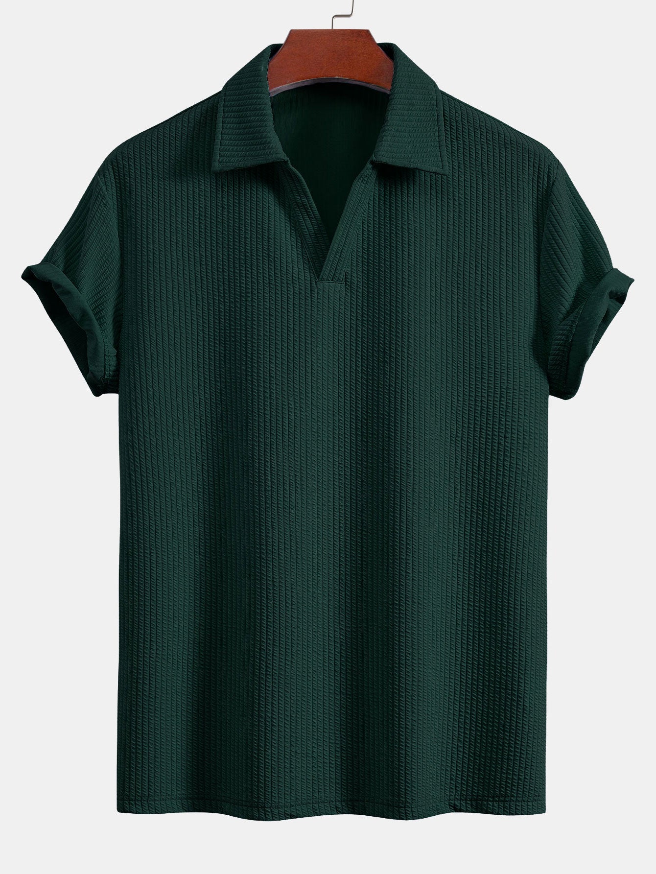 Textured V-Neck Polo & Trousers Set – photo 12