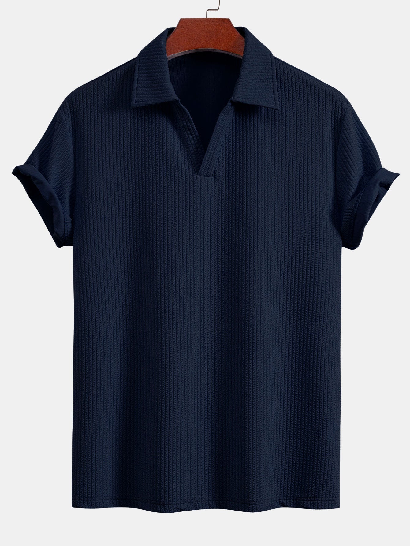 Textured V-Neck Polo & Trousers Set – photo 14
