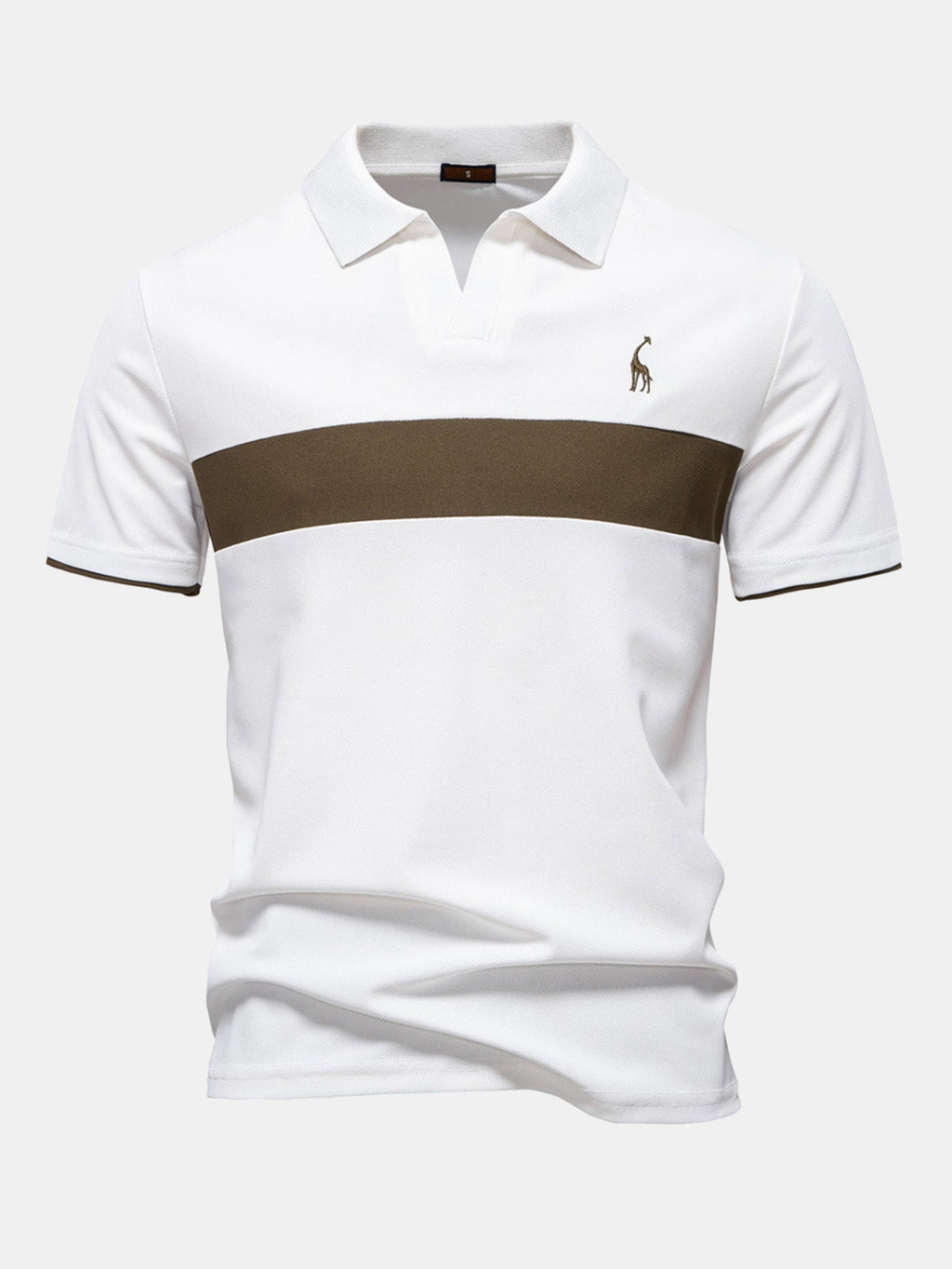 V-Neck Polo Shirt with Contrast Pique Design | Elmont