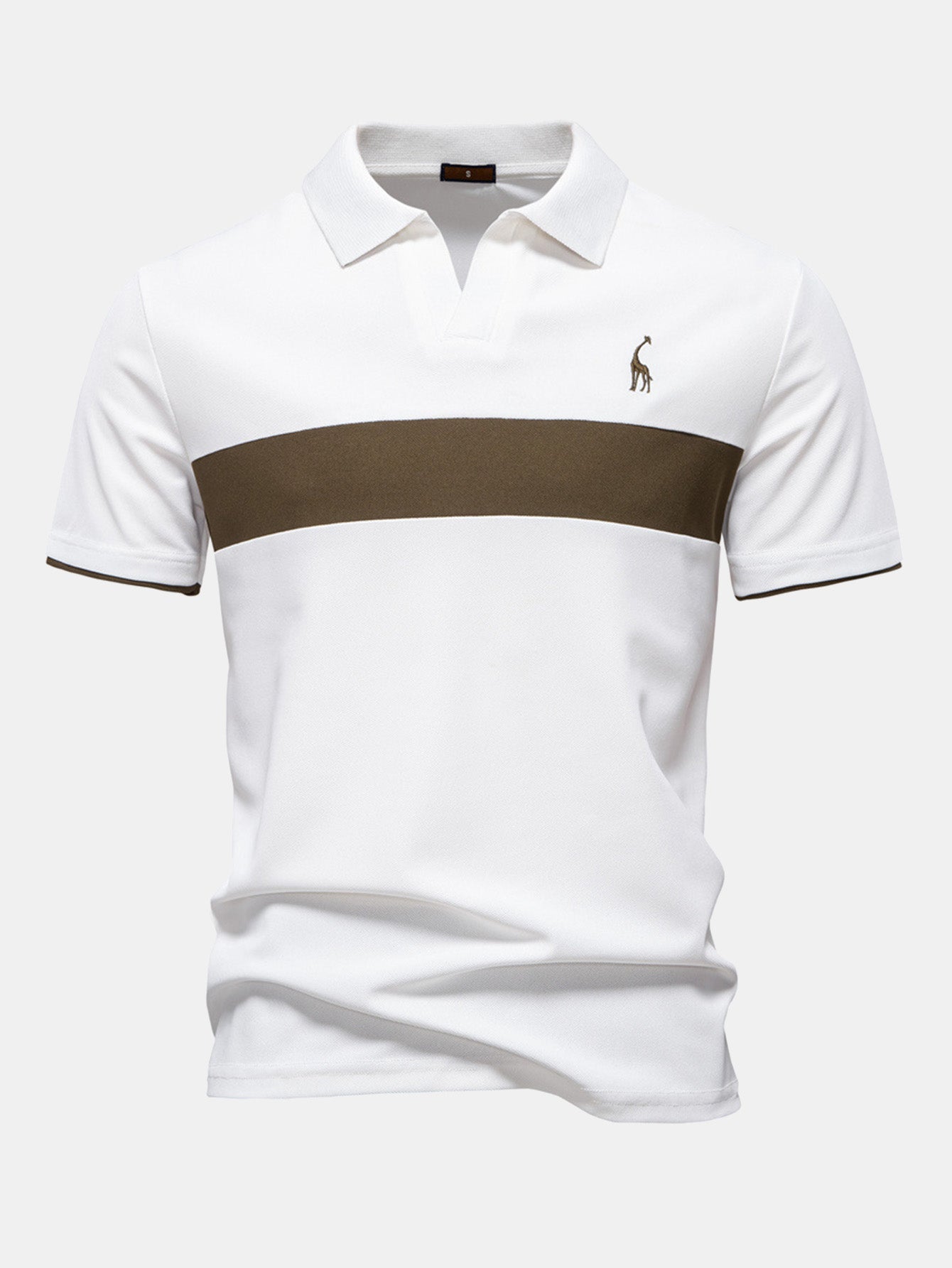 V-Neck Polo Shirt with Contrast Pique Design | Elmont